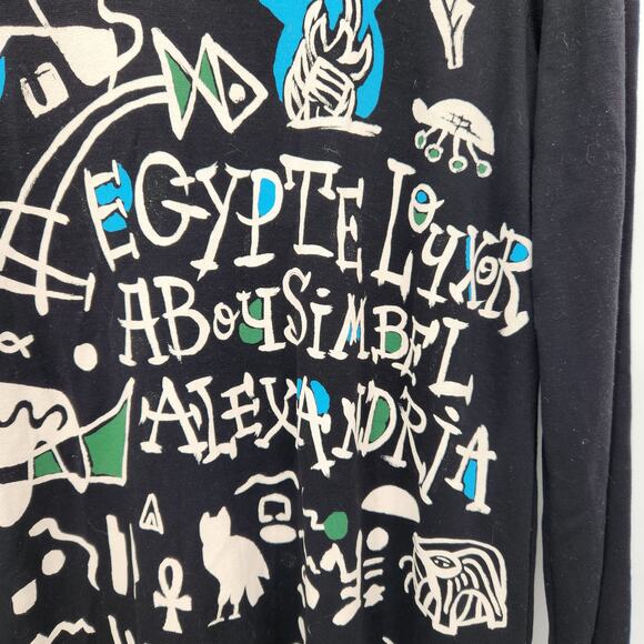 Tokuko 1er vol Black Embroidered Graphic Print Tunic Mini Dress Women's 9 (US M) - Picture 7 of 12